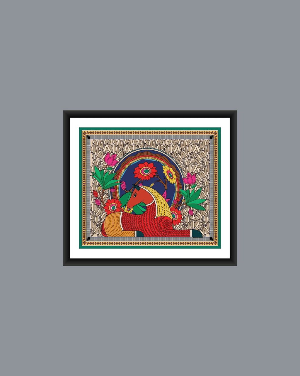 Madhubani Deer Art Wall Frame - MIV0181