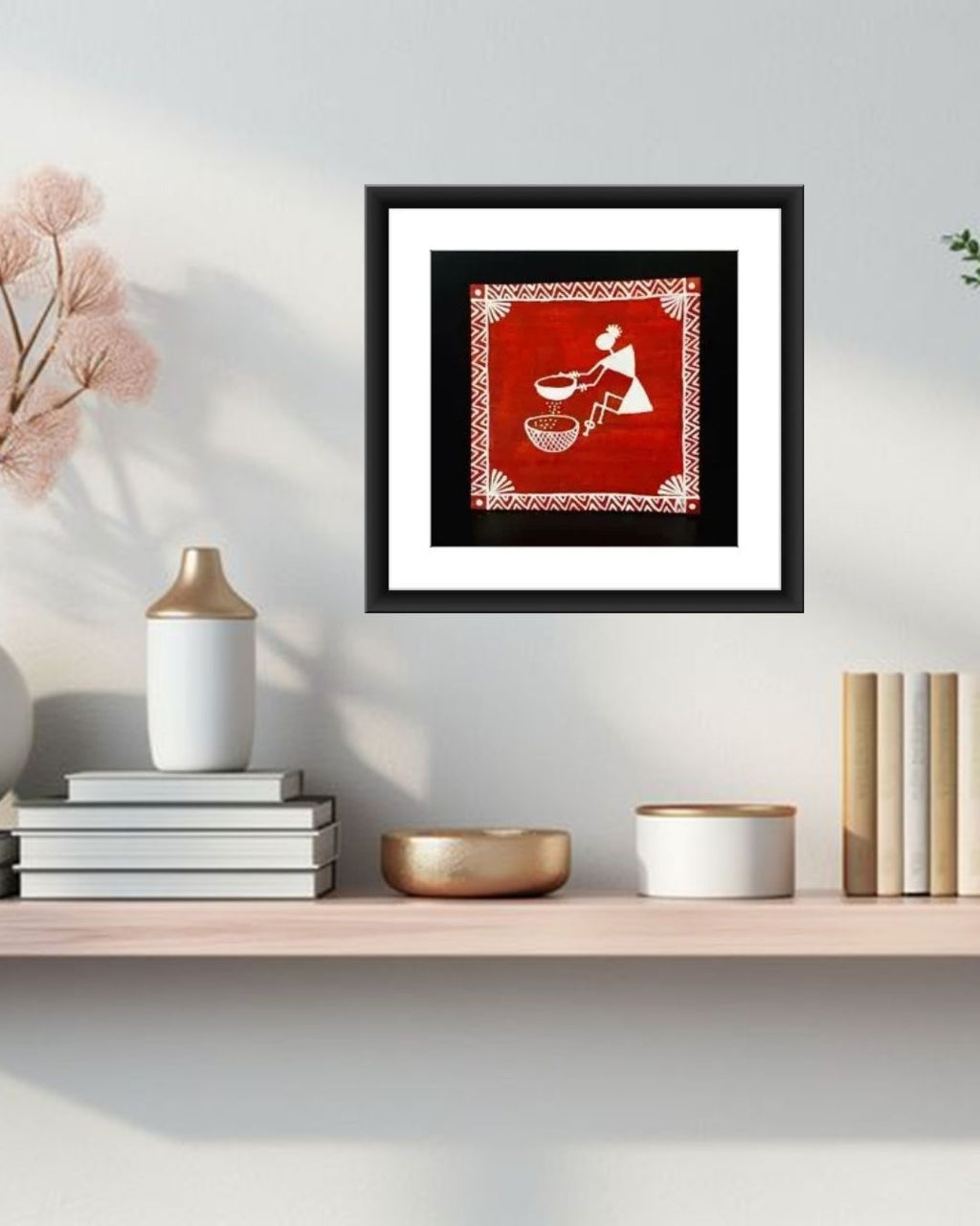 Authentic Warli Rural Village Scene Art Frame MIV - W004