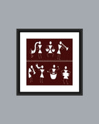 Traditional Warli Dance & Celebration Art Frame-MIV W009