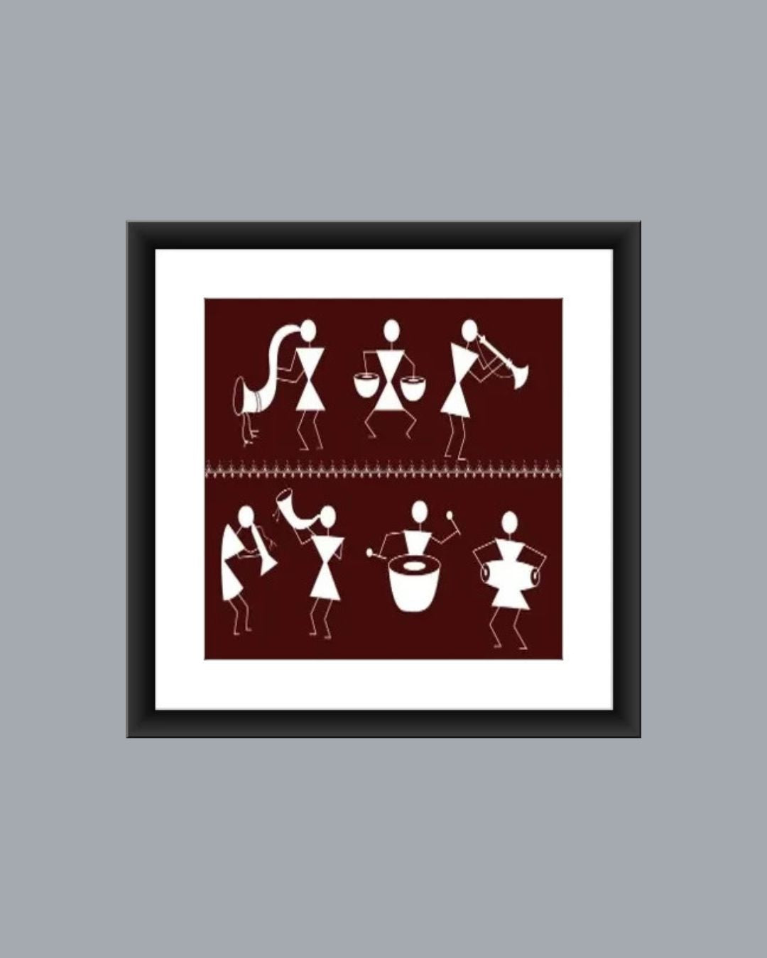 Traditional Warli Dance & Celebration Art Frame-MIV W009