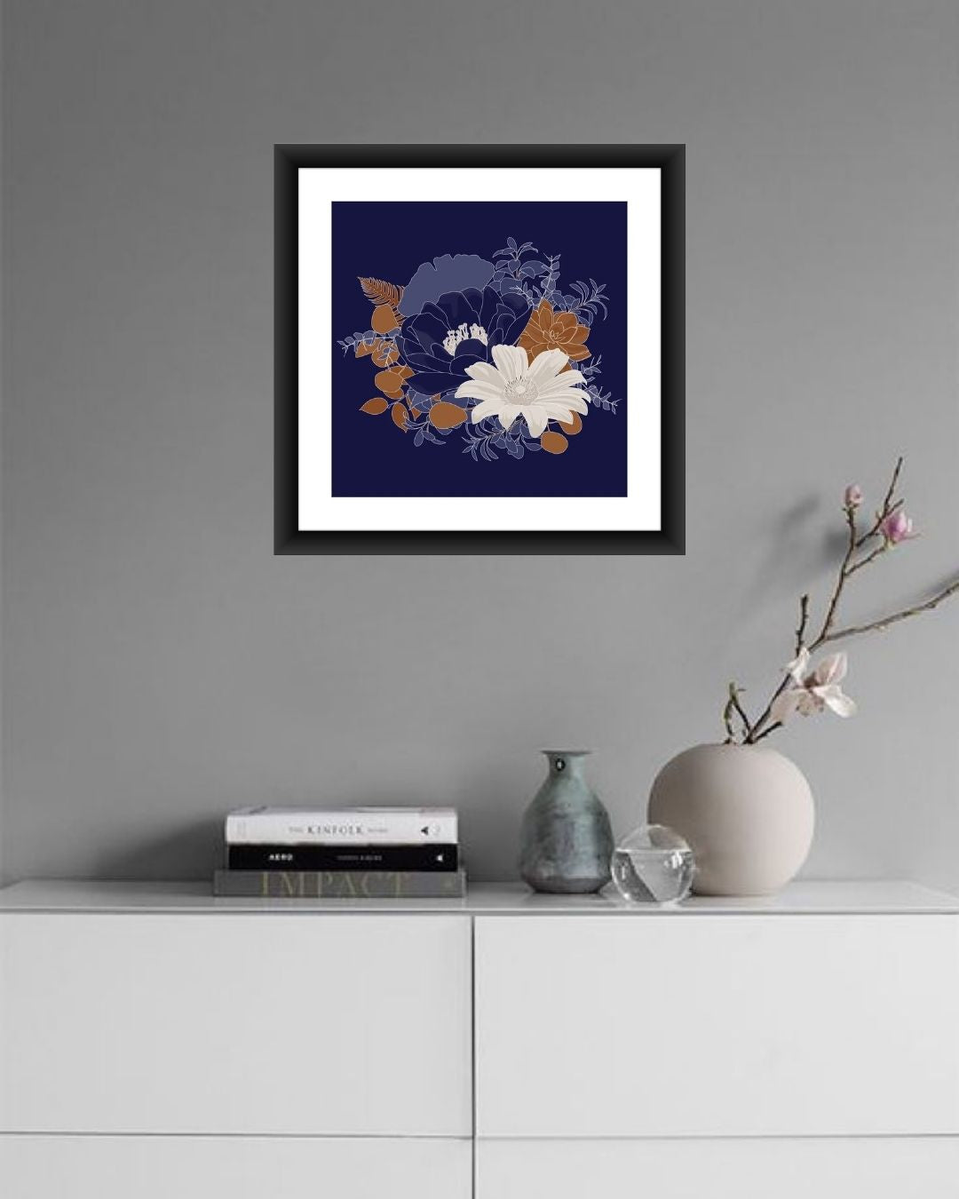 Dark Floral Wall Art Frame - MIV0164