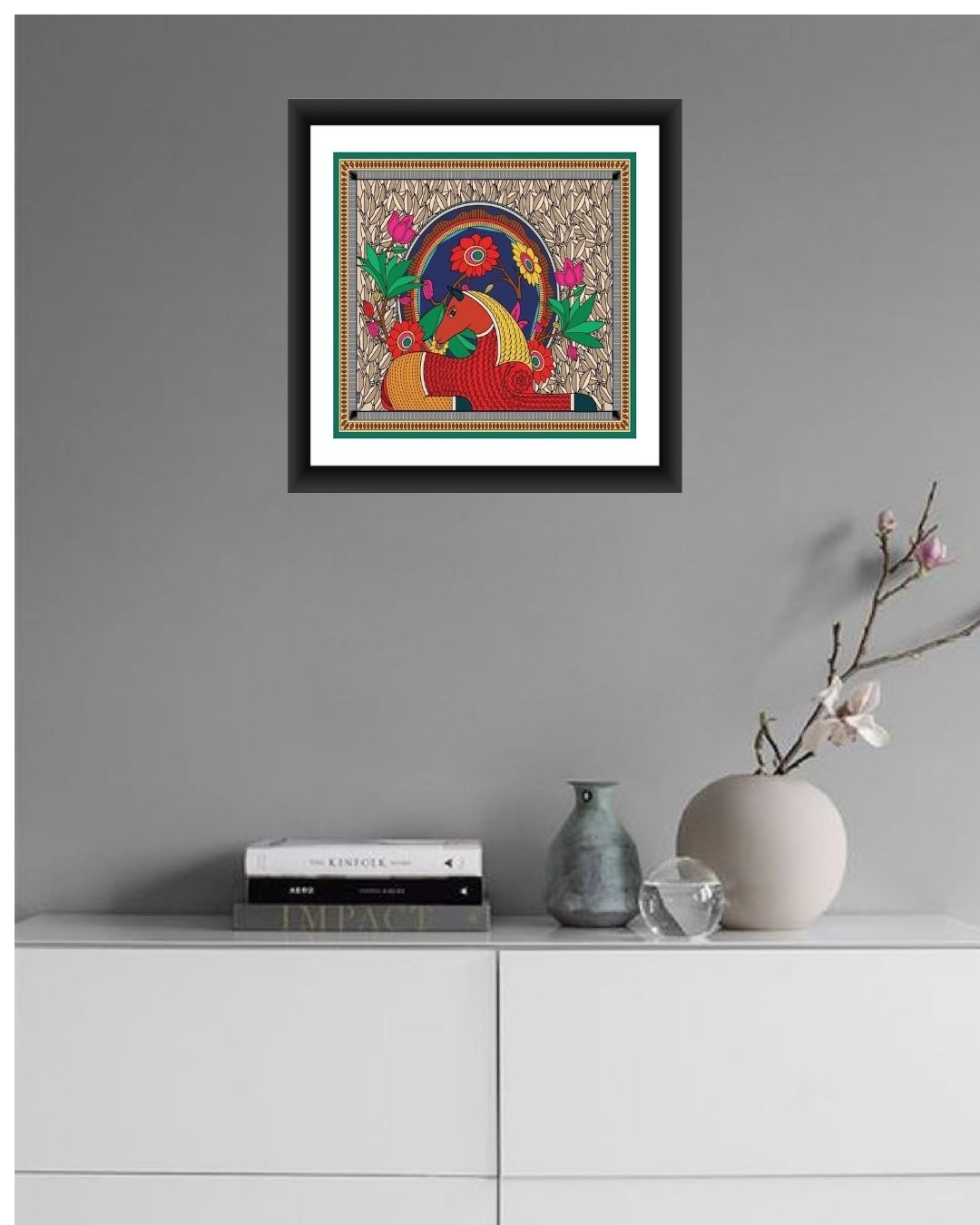 Madhubani Deer Art Wall Frame - MIV0181