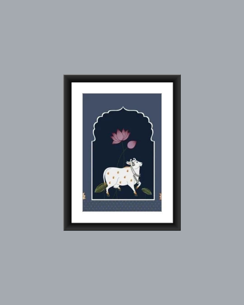 Sacred Cow And Lotus Pichwai Art - P006