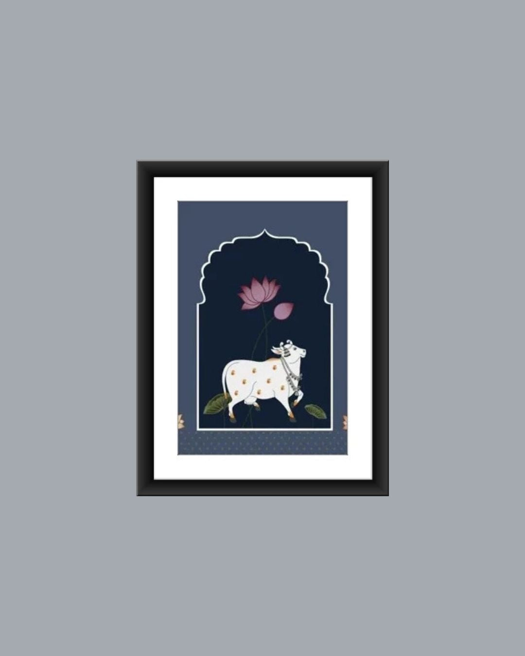Sacred Cow And Lotus Pichwai Art - P006