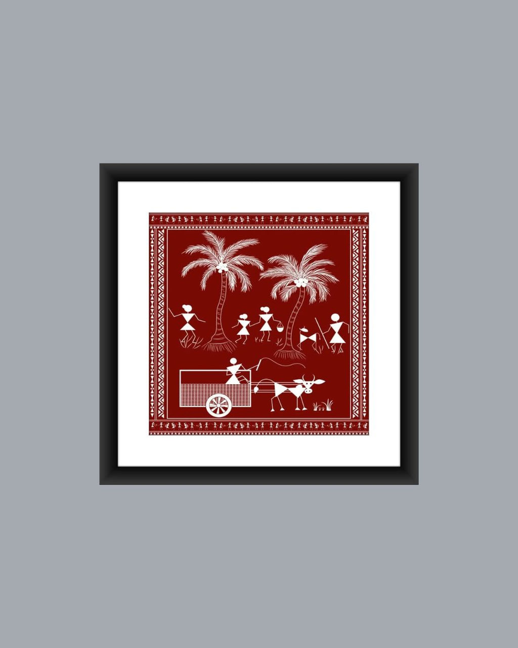 Warli Tribal Village Life Wall Art Frame MIV - W007