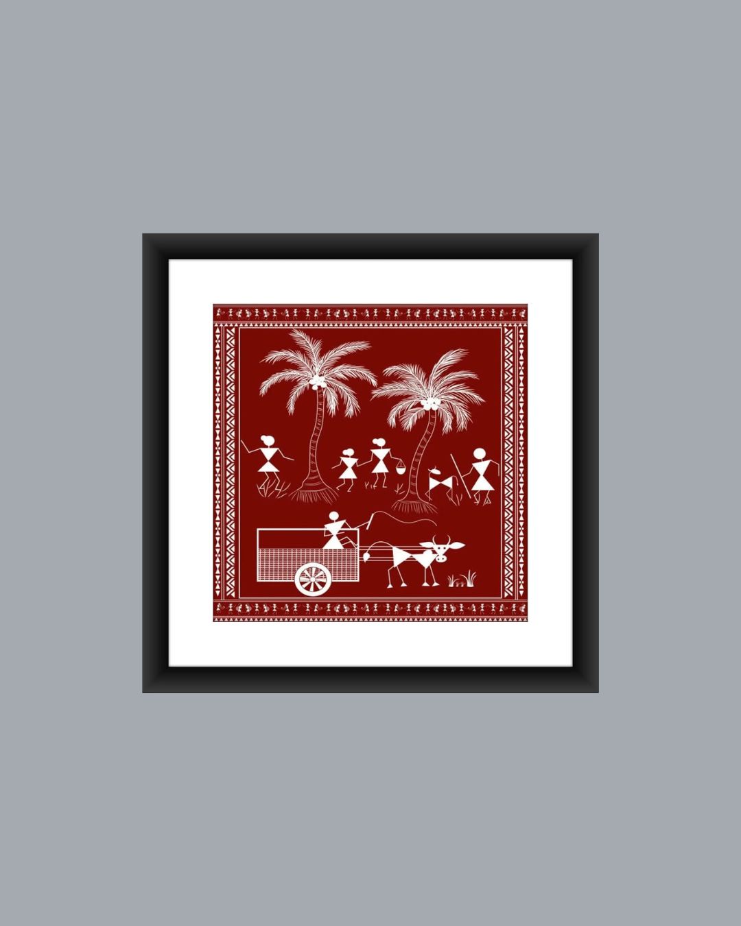 Warli Tribal Village Life Wall Art Frame MIV - W007