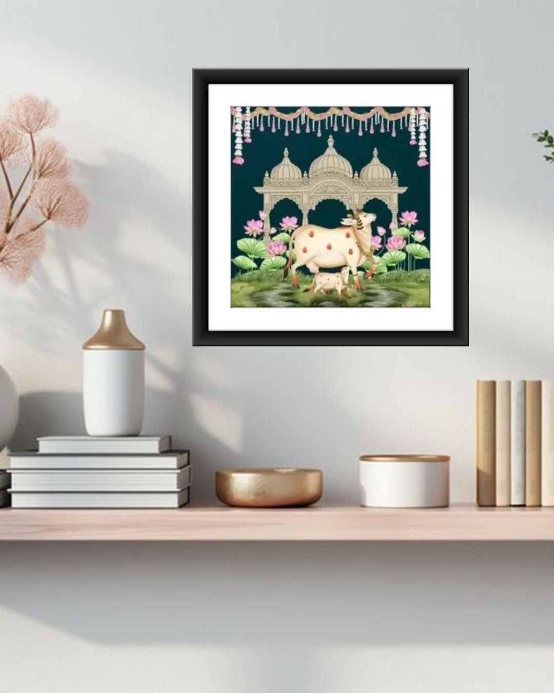 Lotus Garden With Cow Pichwai Art  MIV - P009