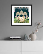 Lotus Garden With Cow Pichwai Art  MIV - P009