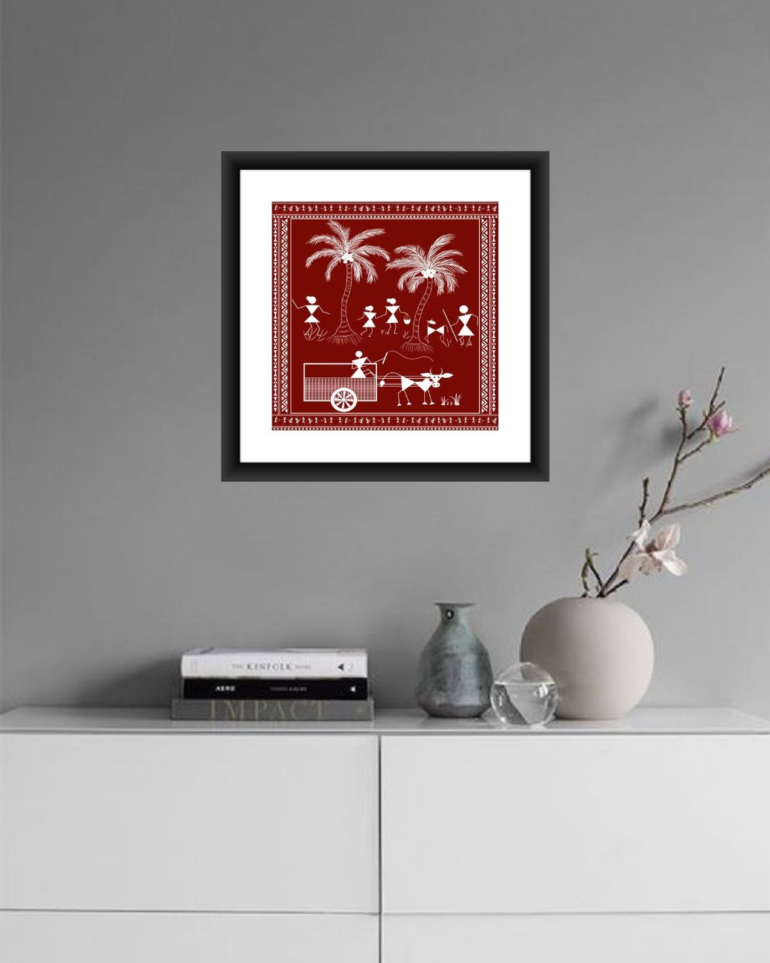 Warli Tribal Village Life Wall Art Frame MIV - W007