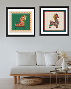 Madhubani Horse Frames - Set of 2